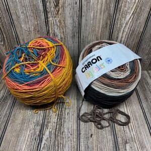 Lot of 2 Caron Big Cakes Yarn MMM Chocolate and Toffee Brickle